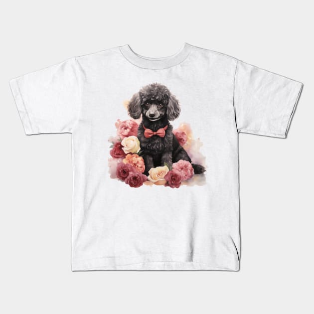 Dogs and roses on Valentine's Day Kids T-Shirt by ToonStickerShop